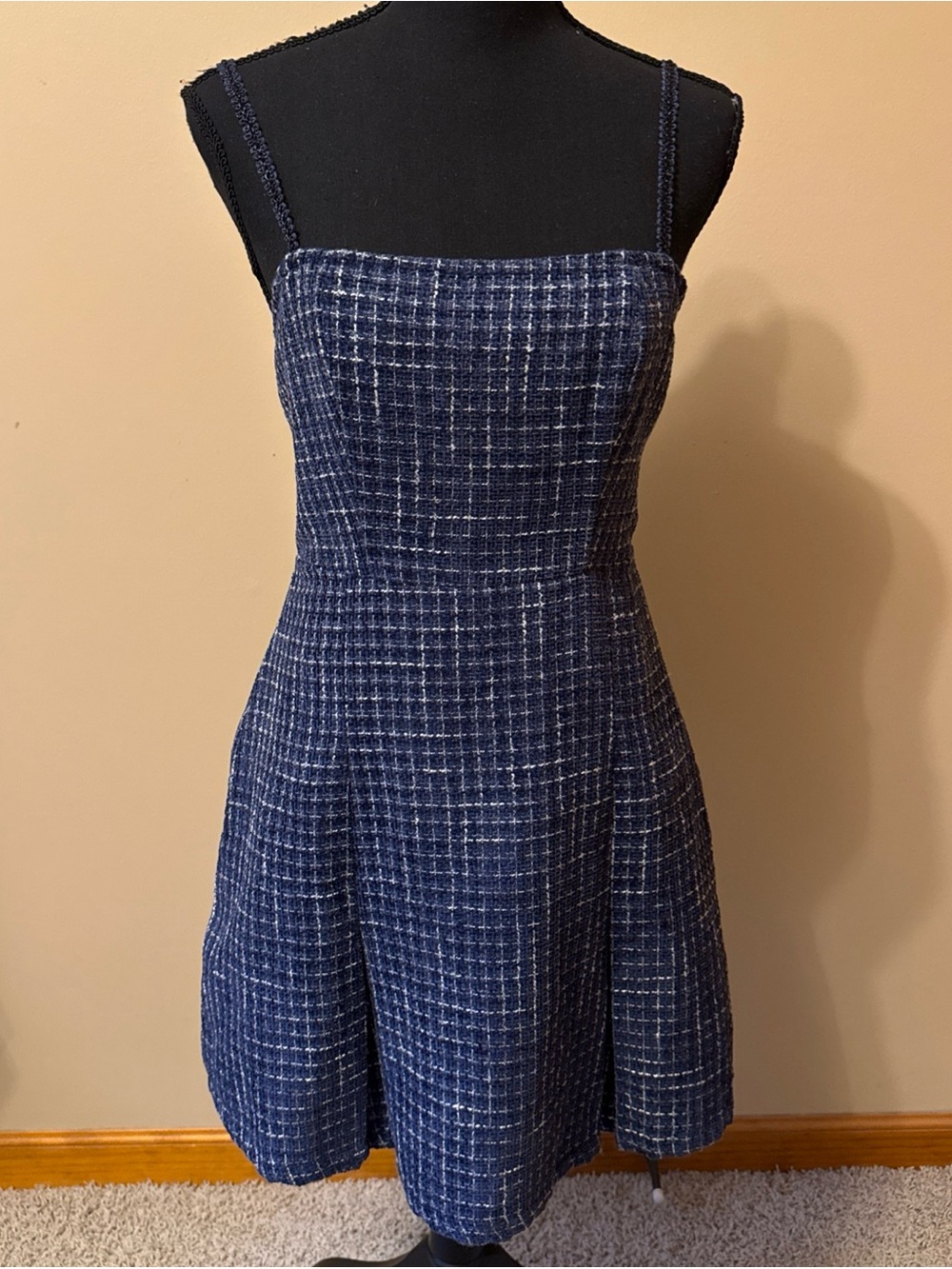Cider Navy & White Tweed Square-Neck Mini Dress with matching jacket